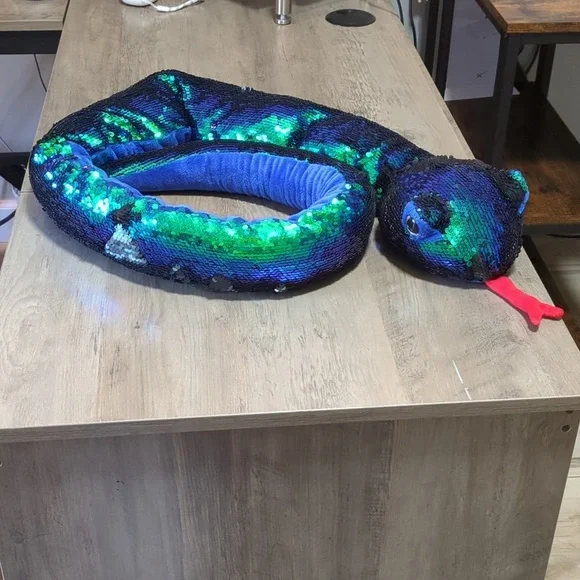 Large Sequin Snake Plush Toy 5ft Long! - Picture 3 of 3